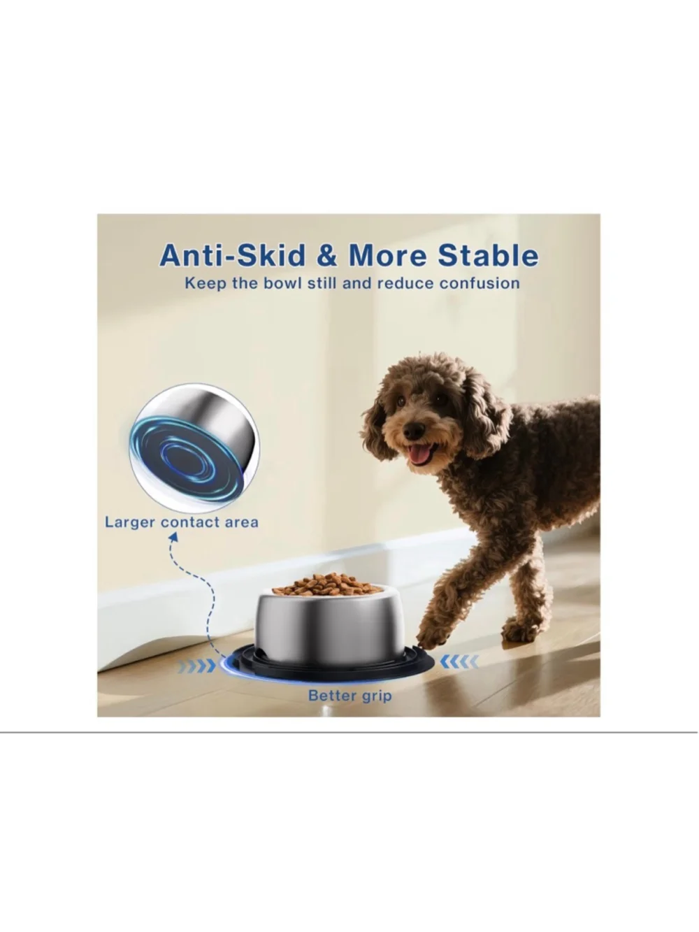 NEW 304 Stainless Steel Heavy Duty Dog Bowl Non slip Lick Mat 3.5 Cups